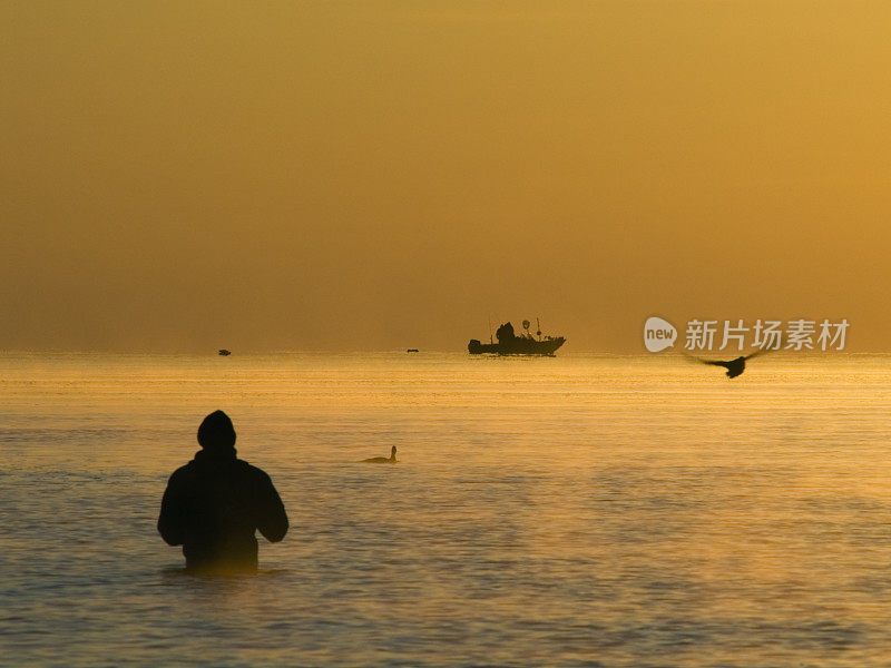 休伦湖钓鱼场景