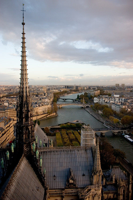 从巴黎圣母院顶端俯瞰