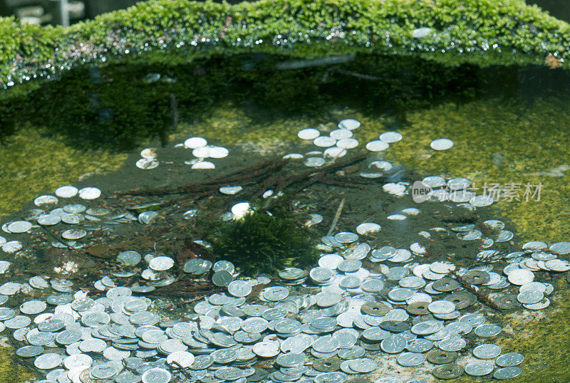 日本的许愿池里装满了硬币