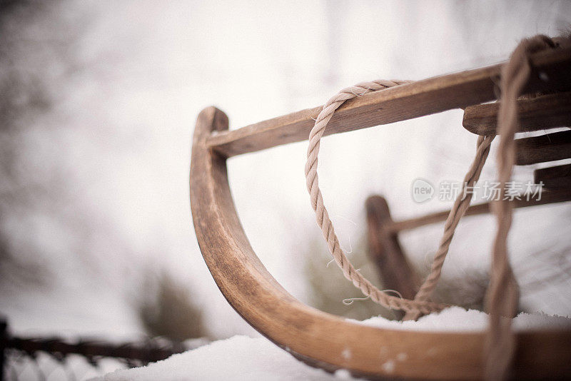 传统雪橇的特写