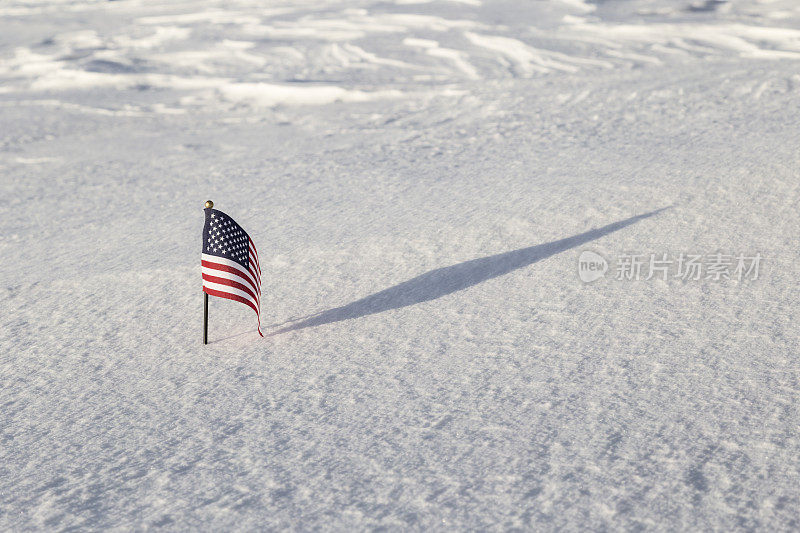 雪景中的美国国旗