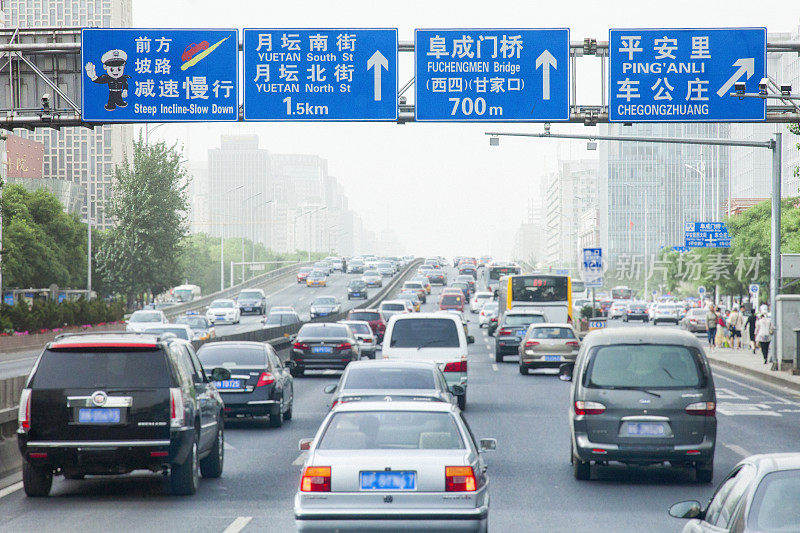 中国北京繁忙的高速公路