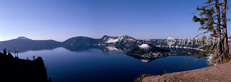 全景，火山口湖，俄勒冈州