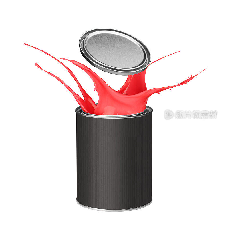 红漆从油漆罐里飞溅出来