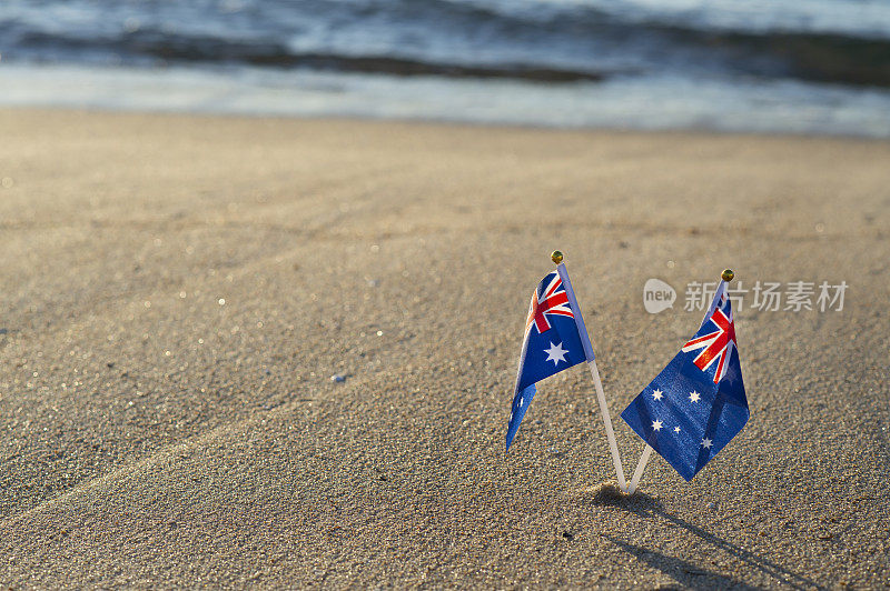 海滩上的澳大利亚国旗