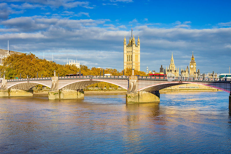 英国伦敦的兰伯斯桥和议会