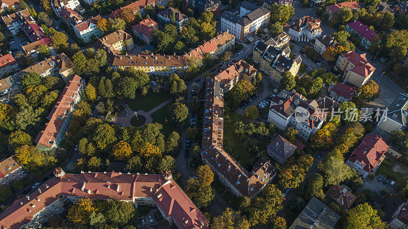 Königsberg(现在的加里宁格勒)的历史街区鸟瞰图，这是位于东普鲁士的古老德国城市，二战后被移交给苏联。