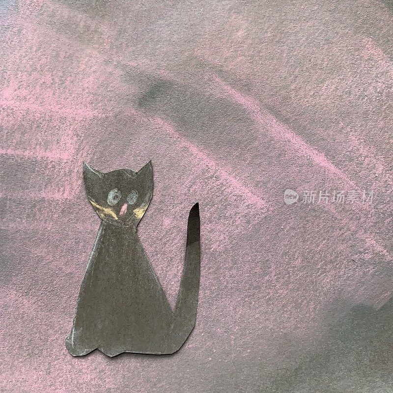 纸黑猫彩色蜡笔