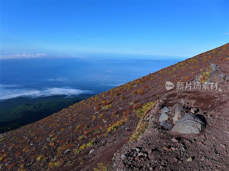 秋天富士山徒步旅行的风景