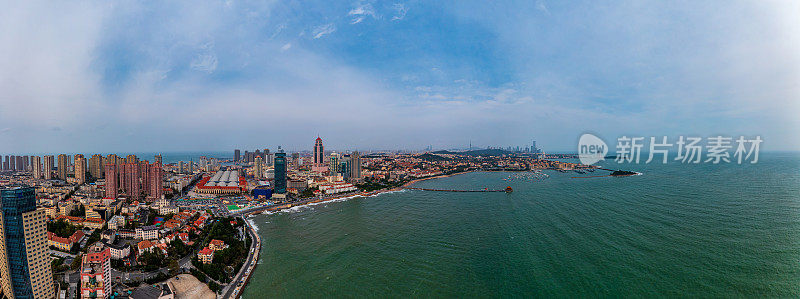 航拍青岛城市建筑风景，中国