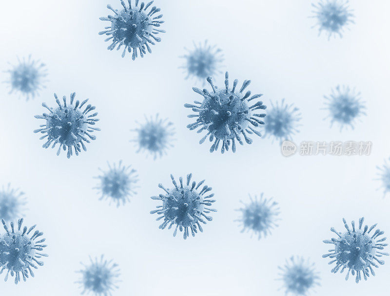 病毒细胞蓝色背景