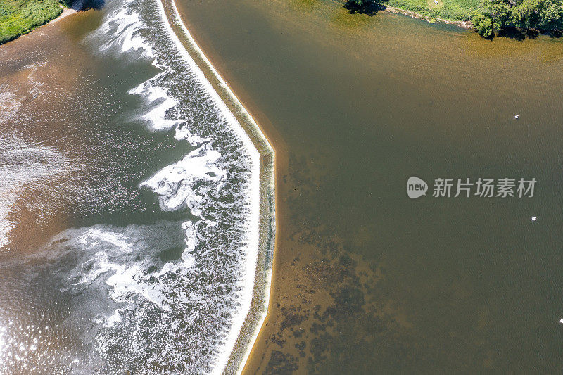 空中威尔克斯大坝和格兰德河景观，布兰特福德，加拿大