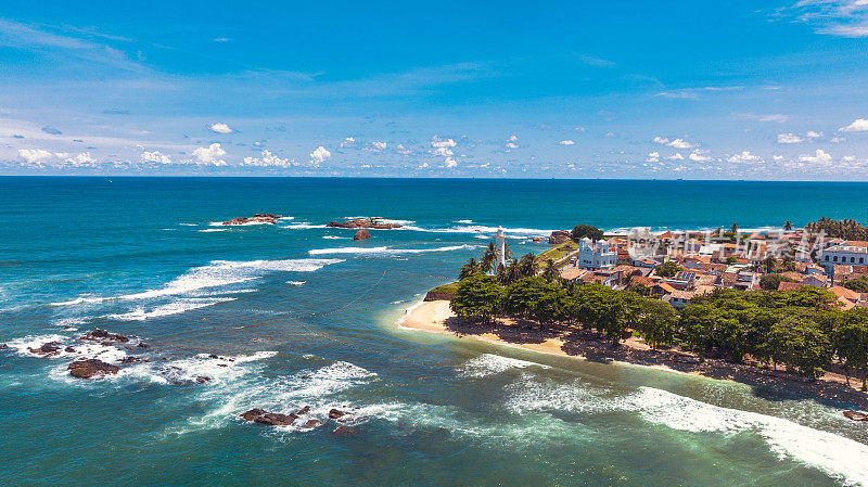 斯里兰卡加勒堡和灯塔的鸟瞰图