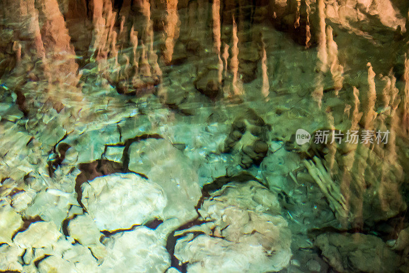 在百慕大的水晶洞穴清澈的湖
