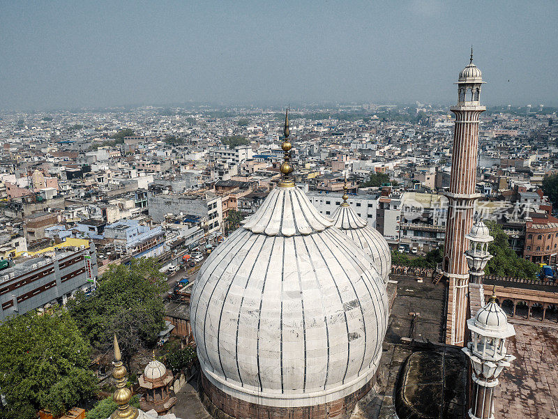 印度德里贾马清真寺鸟瞰图
