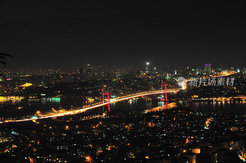 博斯普鲁斯大桥夜景土耳其伊斯坦布尔