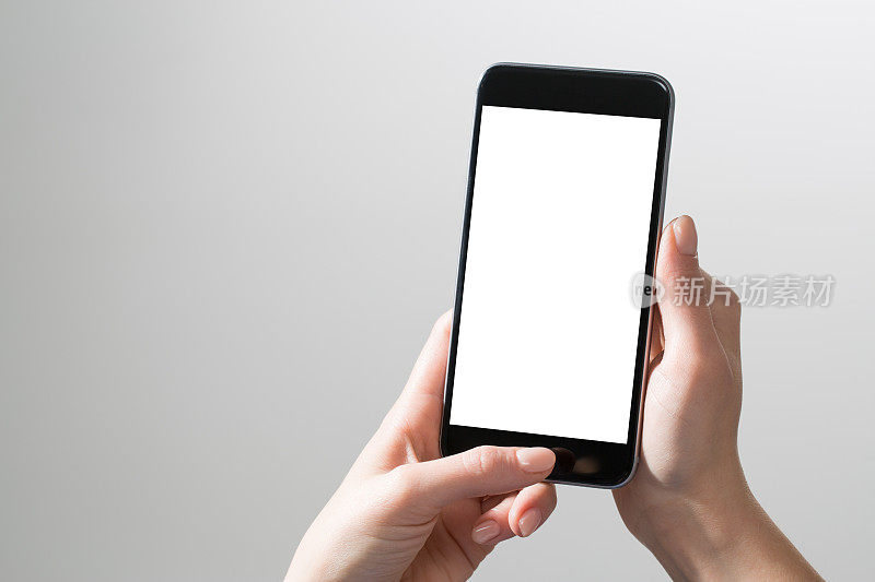 模拟手手机模拟的屏幕上持有显示空白白色