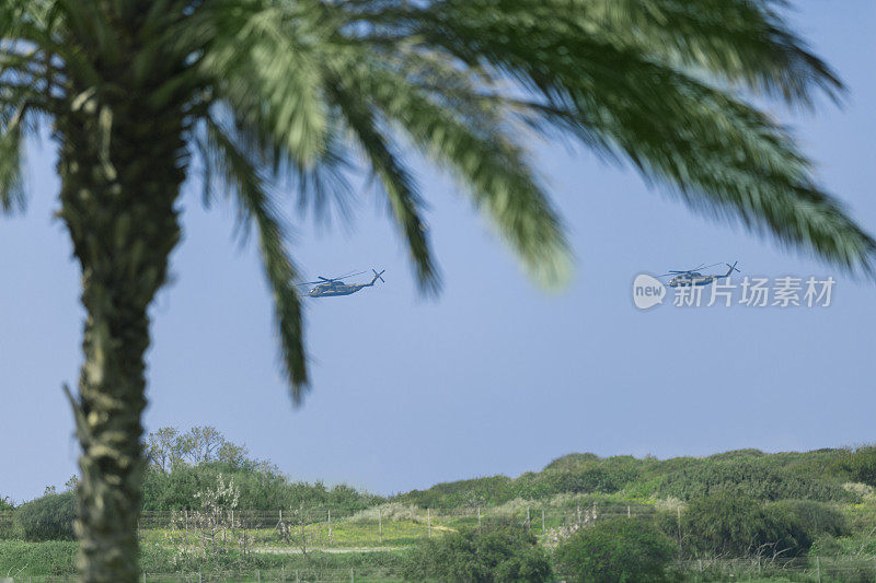 两架直升机在空中