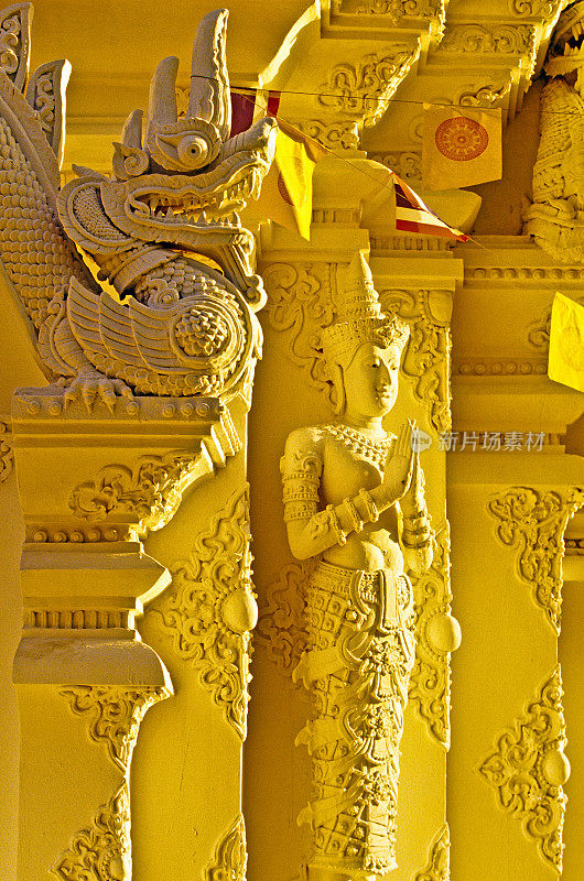 泰国，清迈，佛教寺庙，装饰。