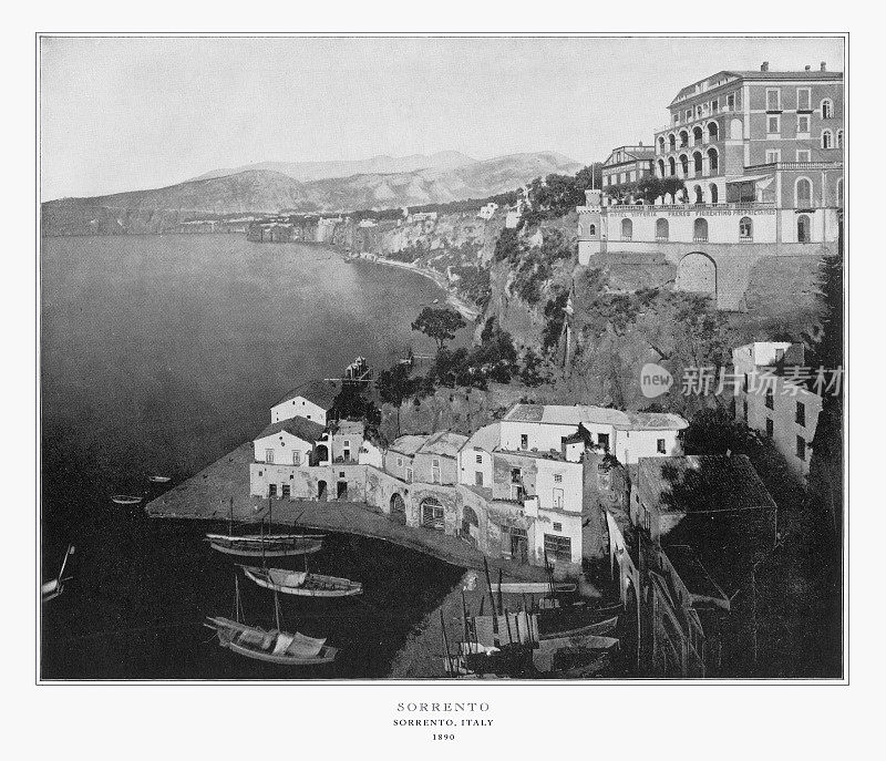 索伦托，意大利，古代意大利照片，1893年