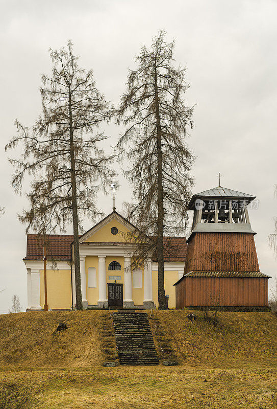 东欧白俄罗斯谢梅托沃的天主教大教堂。XIX-XX世纪。