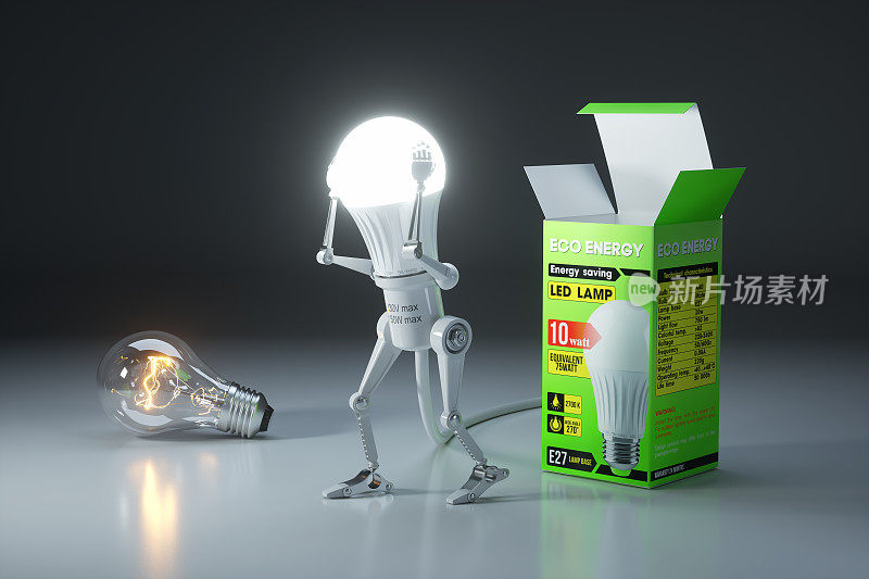 机器人灯泡取代传统灯改为节能LED灯