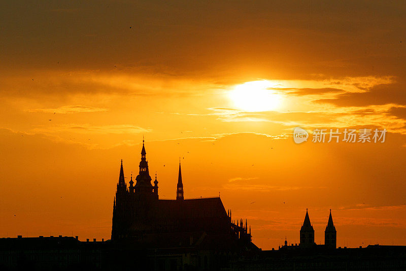 布拉格城堡剪影，布拉格，捷克共和国