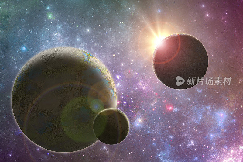 幻想太阳系，科幻宇宙3D插图