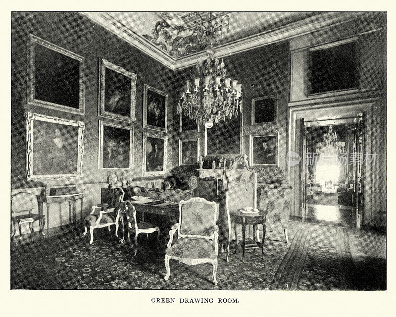绿色客厅，布莱尼姆宫，19世纪末