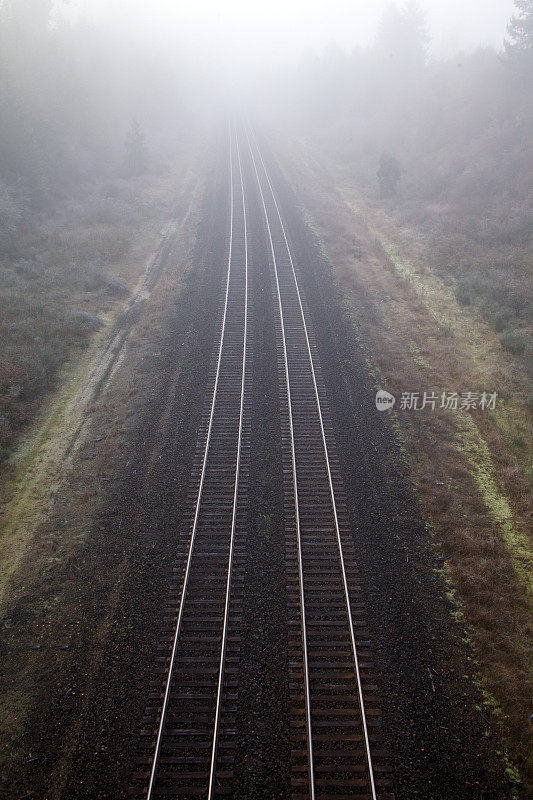 雾中的铁路轨道