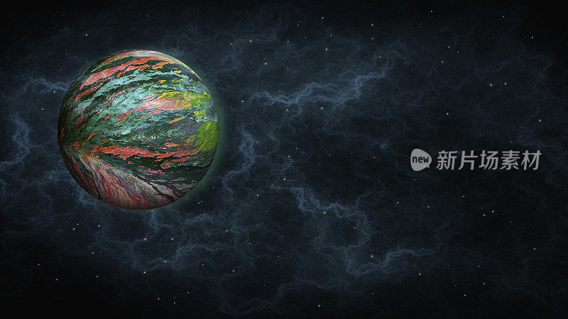 星云中的彩色行星-外层空间-复制空间