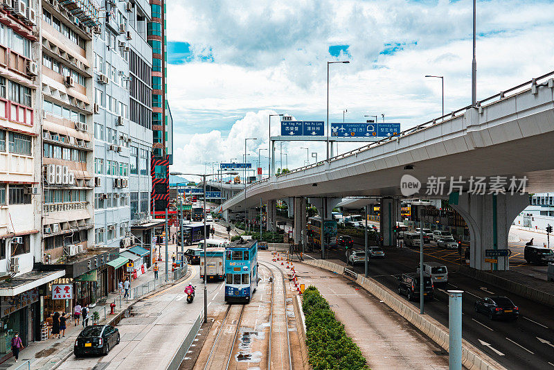 中环缆车道上的香港街景