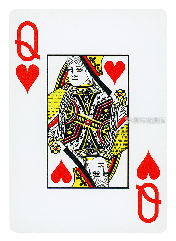 红心皇后扑克牌-孤立