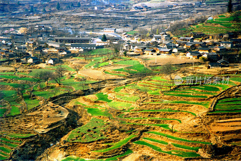 梯田和村庄位于哈巴雪山脚下