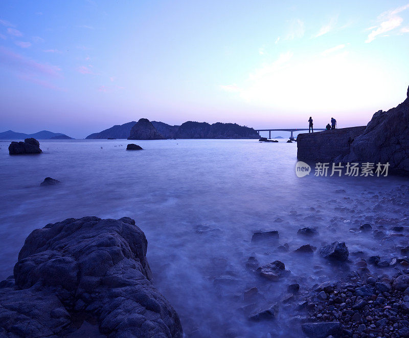 中国浙江海岸线，黄昏
