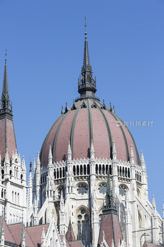 布达佩斯匈牙利国会圆顶的特写