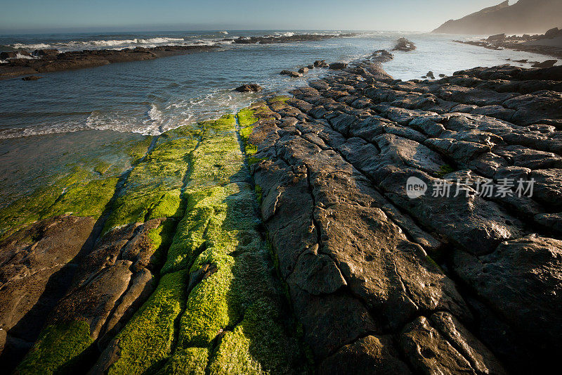 新西兰西海岸海滩的岩层