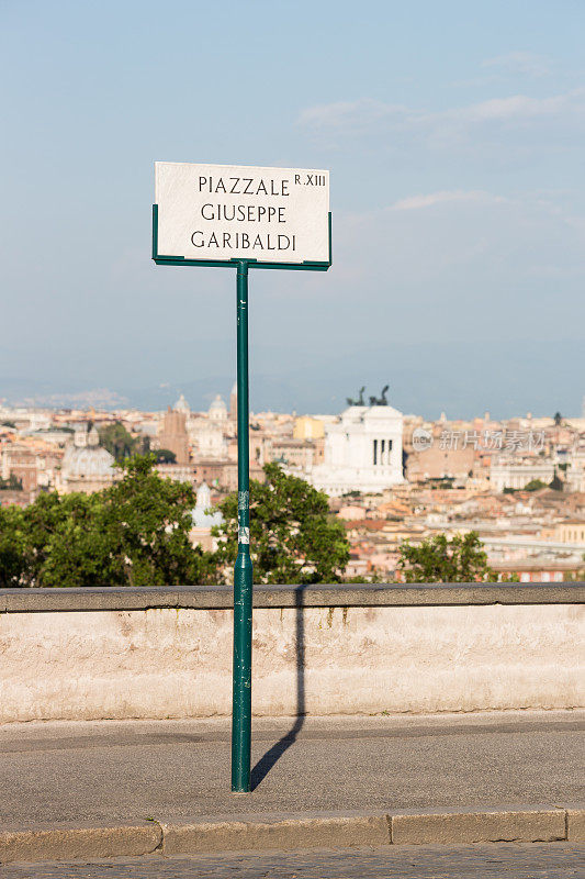 加里波第广场和意大利吉安尼科洛的罗马景色