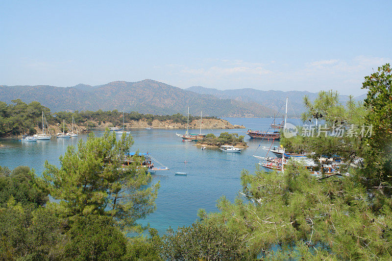 帆船在Gocek,土耳其