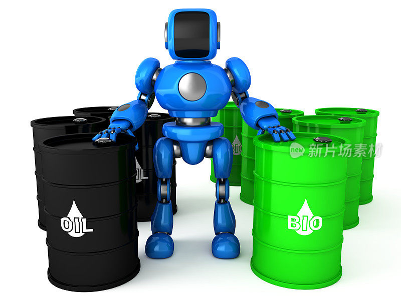 机器人和油桶