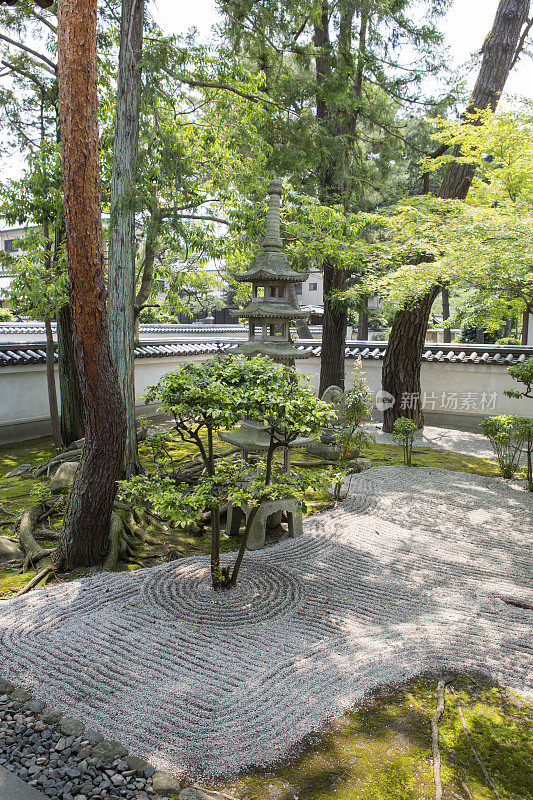 日本京都百库曼本细寺的禅宗花园