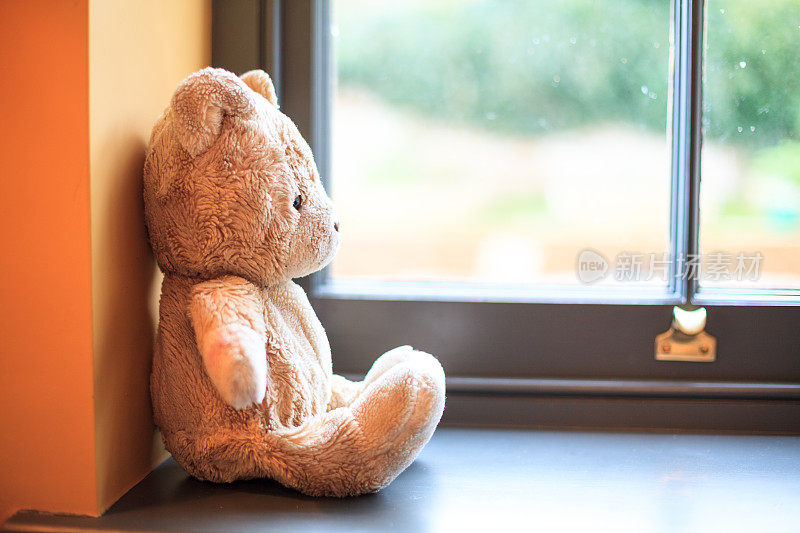 窗台上的泰迪熊