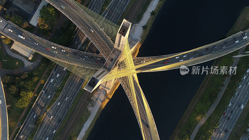 巴西圣保罗Estaiada桥鸟瞰图