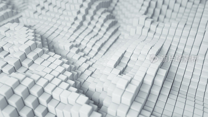 白色立方体块抽象的3D渲染