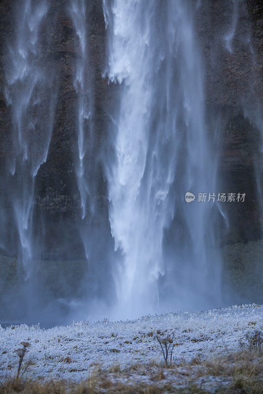 Seljalandfoss瀑布背景，冰岛