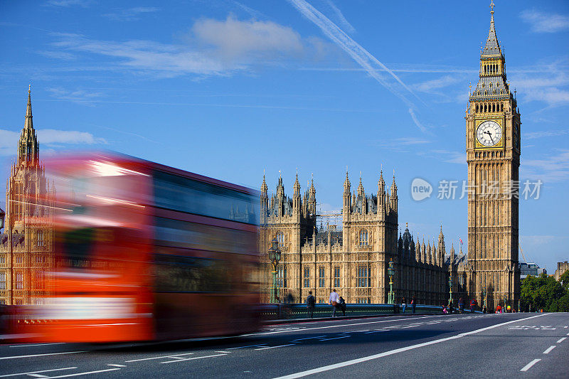 英国伦敦的大本钟和威斯敏斯特桥