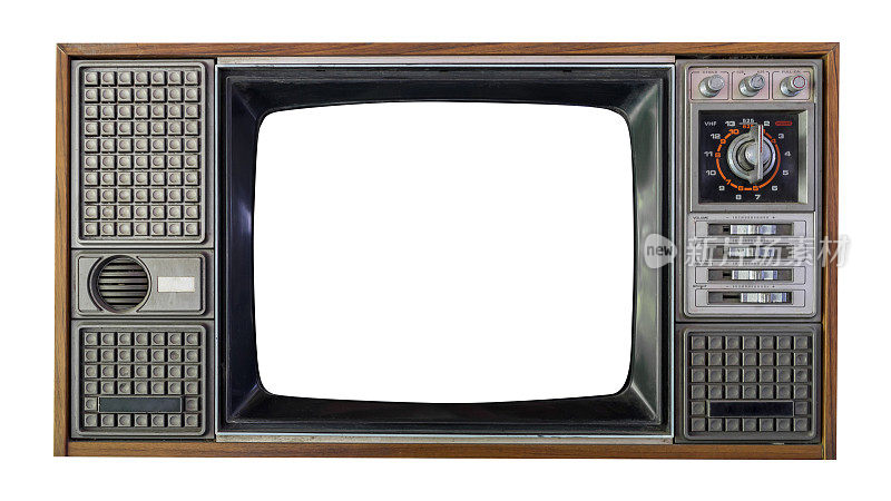 老式的电视孤立在白色背景上