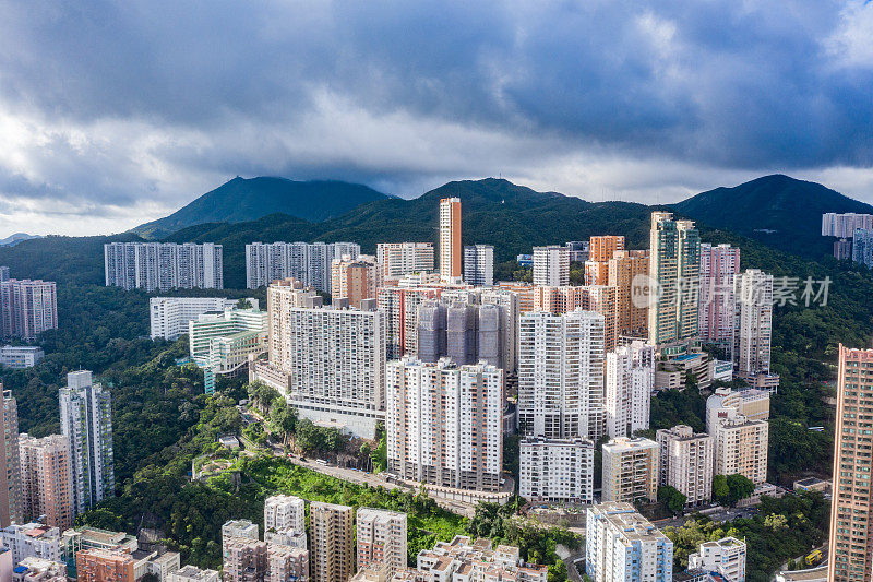 香港城市的无人机视图