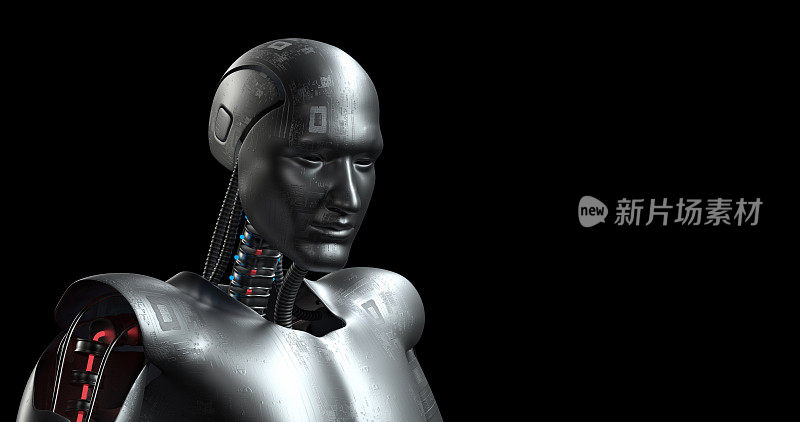 仿生机器人分析与检测。人工智能人形Cyborg。