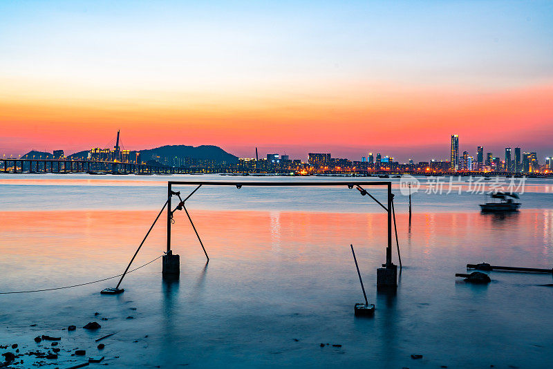 香港流浮山日落泳滩